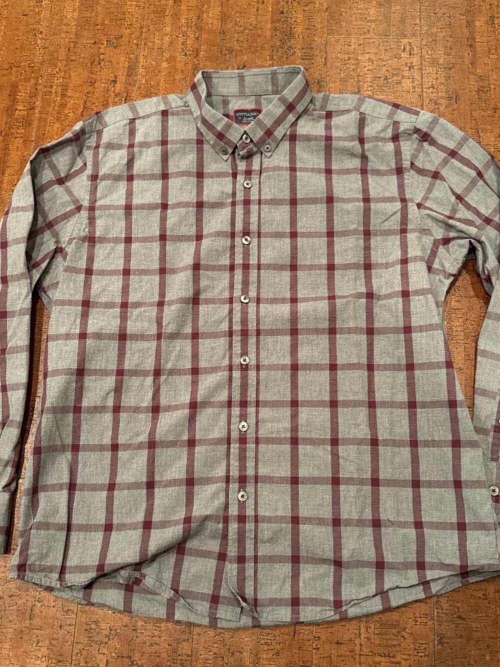 Untuckit XL Check Long Sleeve Button Down Shirt Cotton